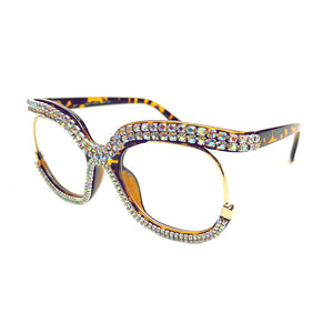 Retro Square Optical Glasses Frames Men Women Crystal  Glasses Clear Lens Eyeglasses Frame Diamond Eyewear Prescription