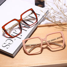 Load image into Gallery viewer, Retro Square Optical Glasses Frames Men Women Glasses Clear Lens Eyeglasses Spectacle Frame Gold Chain Acetate