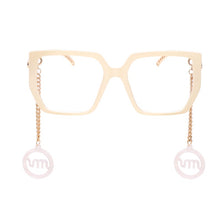 Carica l&#39;immagine nel visualizzatore di Gallery, Montature per occhiali da vista quadrati retrò Uomo Donna Occhiali con lenti trasparenti Montatura per occhiali Catena d&#39;oro in acetato