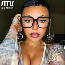 Load image into Gallery viewer, Retro Square Optical Glasses Frames Men Women Glasses Clear Lens Eyeglasses Spectacle Frame Gold Chain Acetate