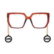 Carica l&#39;immagine nel visualizzatore di Gallery, Montature per occhiali da vista quadrati retrò Uomo Donna Occhiali con lenti trasparenti Montatura per occhiali Catena d&#39;oro in acetato