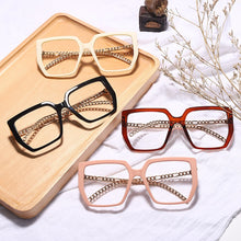 Load image into Gallery viewer, Retro Square Optical Glasses Frames Men Women Glasses Clear Lens Eyeglasses Spectacle Frame Gold Chain Acetate