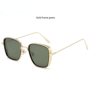 Retro Square Sunglasses Men Tony Stark Sun Glasses  Brand Designer Steampunk Sunglasses Red Black Sunglass Women UV400