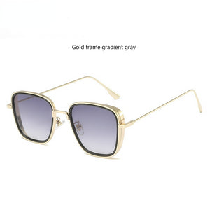 Retro Square Sunglasses Men Tony Stark Sun Glasses  Brand Designer Steampunk Sunglasses Red Black Sunglass Women UV400