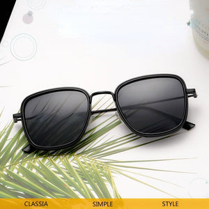 Retro Square Sunglasses Men Tony Stark Sun Glasses  Brand Designer Steampunk Sunglasses Red Black Sunglass Women UV400