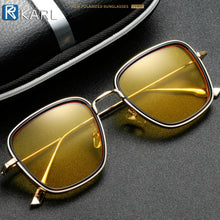 Carica l'immagine nel visualizzatore di Gallery, Occhiali da sole quadrati retrò da uomo Occhiali da sole Tony Stark Designer di marca Occhiali da sole Steampunk Occhiali da sole rossi neri da donna UV400