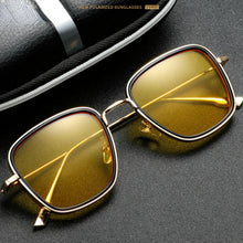 Load image into Gallery viewer, Retro Square Sunglasses Men Tony Stark Sun Glasses  Brand Designer Steampunk Sunglasses Red Black Sunglass Women UV400