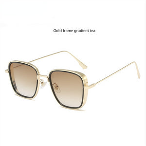 Retro Square Sunglasses Men Tony Stark Sun Glasses  Brand Designer Steampunk Sunglasses Red Black Sunglass Women UV400