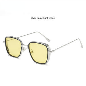 Retro Square Sunglasses Men Tony Stark Sun Glasses  Brand Designer Steampunk Sunglasses Red Black Sunglass Women UV400