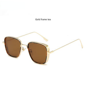 Retro Square Sunglasses Men Tony Stark Sun Glasses  Brand Designer Steampunk Sunglasses Red Black Sunglass Women UV400