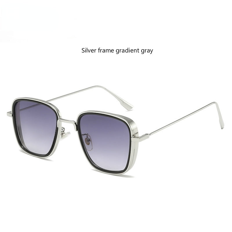 Retro Square Sunglasses Men Tony Stark Sun Glasses  Brand Designer Steampunk Sunglasses Red Black Sunglass Women UV400