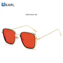 Carica l'immagine nel visualizzatore di Gallery, Occhiali da sole quadrati retrò da uomo Occhiali da sole Tony Stark Designer di marca Occhiali da sole Steampunk Occhiali da sole rossi neri da donna UV400