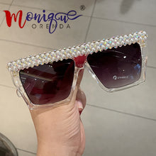Carica l&#39;immagine nel visualizzatore di Gallery, Occhiali da sole quadrati retrò Occhiali da donna firmati di marca Occhiali da vista oversize con protezione UV Gafas