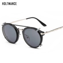 Load image into Gallery viewer, Retro Steampunk Round Clip On Sunglasses Men Women Double Layer Removable Lens Baroque Carved Legs Glasses UV400 With Box