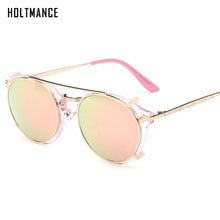 Load image into Gallery viewer, Retro Steampunk Round Clip On Sunglasses Men Women Double Layer Removable Lens Baroque Carved Legs Glasses UV400 With Box