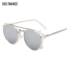 Load image into Gallery viewer, Retro Steampunk Round Clip On Sunglasses Men Women Double Layer Removable Lens Baroque Carved Legs Glasses UV400 With Box