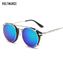 Load image into Gallery viewer, Retro Steampunk Round Clip On Sunglasses Men Women Double Layer Removable Lens Baroque Carved Legs Glasses UV400 With Box