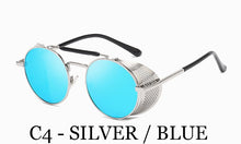 Load image into Gallery viewer, Retro Steampunk Round sunglasses women&#39;s side shield men&#39;s Sunglasses Gothic Metal frame mirror lens sunglasses oculos de  UV400