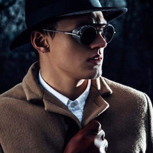 Load image into Gallery viewer, Retro Steampunk Round sunglasses women&#39;s side shield men&#39;s Sunglasses Gothic Metal frame mirror lens sunglasses oculos de  UV400
