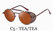 Load image into Gallery viewer, Retro Steampunk Round sunglasses women&#39;s side shield men&#39;s Sunglasses Gothic Metal frame mirror lens sunglasses oculos de  UV400