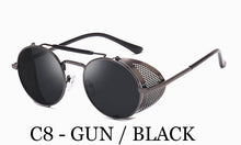 Load image into Gallery viewer, Retro Steampunk Round sunglasses women&#39;s side shield men&#39;s Sunglasses Gothic Metal frame mirror lens sunglasses oculos de  UV400