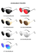 Carica l&#39;immagine nel visualizzatore di Gallery, Retro Steampunk Style Sunglasses Men Women Brand Designer  Round Metal Frame Punk Metal Shields Lens Sun Glasses Gafas de Sol