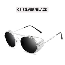 Carica l&#39;immagine nel visualizzatore di Gallery, Retro Steampunk Style Sunglasses Men Women Brand Designer  Round Metal Frame Punk Metal Shields Lens Sun Glasses Gafas de Sol