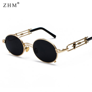 Retro Steampunk Sunglasses Men Round Vintage 2023 Metal Frame Gold Black Oval Sun Glasses for Women Red Male Gift Oculos UV400