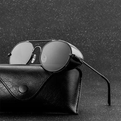 Retro Steampunk Sunglasses Men Women Brand Designer Classic Vintage Round Sun Glasses Male Female Black Driving Eyewear
