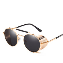 Carica l'immagine nel visualizzatore di Gallery, Occhiali da sole Steampunk retrò Occhiali da sole rotondi Designer Steam Punk Scudi in metallo Occhiali da sole Uomo Donna UV400 Gafas de Sol 66247 
