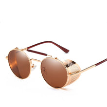 Carica l'immagine nel visualizzatore di Gallery, Occhiali da sole Steampunk retrò Occhiali da sole rotondi Designer Steam Punk Scudi in metallo Occhiali da sole Uomo Donna UV400 Gafas de Sol 66247 