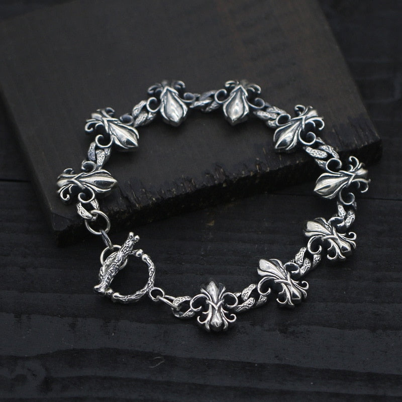 Retro Thai Silver S925 Sterling Silver Design Scout Anchor Anchor Punk Wind Motorcycle Men And Women Wide Noodles