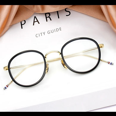 Retro Thom Brand Alloy Acetate Eyeglasses Frame Men Women Vintage Round Glasses TB905 Optical Myopia Prescription Eyewear