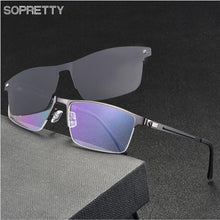 Load image into Gallery viewer, Retro Titanium Alloy Men&#39;s Magnetic Clips Polarized Sunglasses ,Male Business Myopia Glasses Frames, Metal Prescription Eyewear