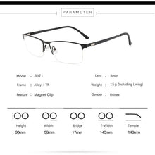 Load image into Gallery viewer, Retro Titanium Alloy Men&#39;s Magnetic Clips Polarized Sunglasses ,Male Business Myopia Glasses Frames, Metal Prescription Eyewear