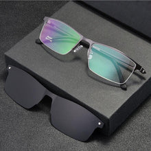 Load image into Gallery viewer, Retro Titanium Alloy Men&#39;s Magnetic Clips Polarized Sunglasses ,Male Business Myopia Glasses Frames, Metal Prescription Eyewear