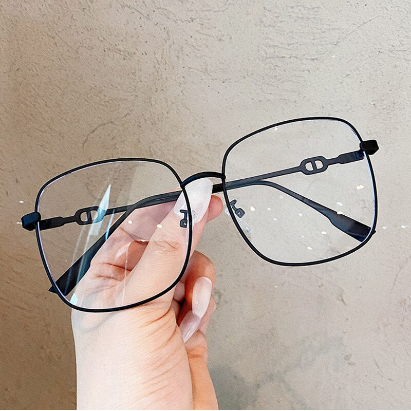 Retro Ultralight Alloy Anti-blue Light Women's Eyeglasses Black Pink Square Clear Glasses Frame Female Computer Eyewear Blue