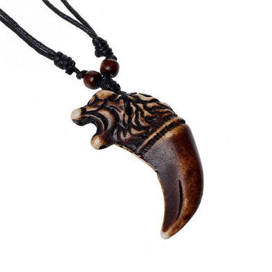 Retro Unisex Resin Lion Head Pendant Adjustable Wax Cord Necklace for Men Boys Vintage Style Rope Chain Necklaces Wholesale New