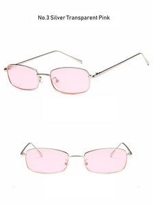 Retro Vinatge Small Rectangle Sunglasses Women Men Metal Frame Brand Designer Red Yellow Sun Glasses Stylish Party Eyewear UV400