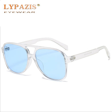 Retro Vintage Aviation Pilot Sunglasses Women Men Transparent Clear Frame Blue Lens Shades 70s 90s Yellow Tinted Sun Glasses