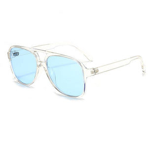 Retro Vintage Aviation Pilot Sunglasses Women Men Transparent Clear Frame Blue Lens Shades 70s 90s Yellow Tinted Sun Glasses