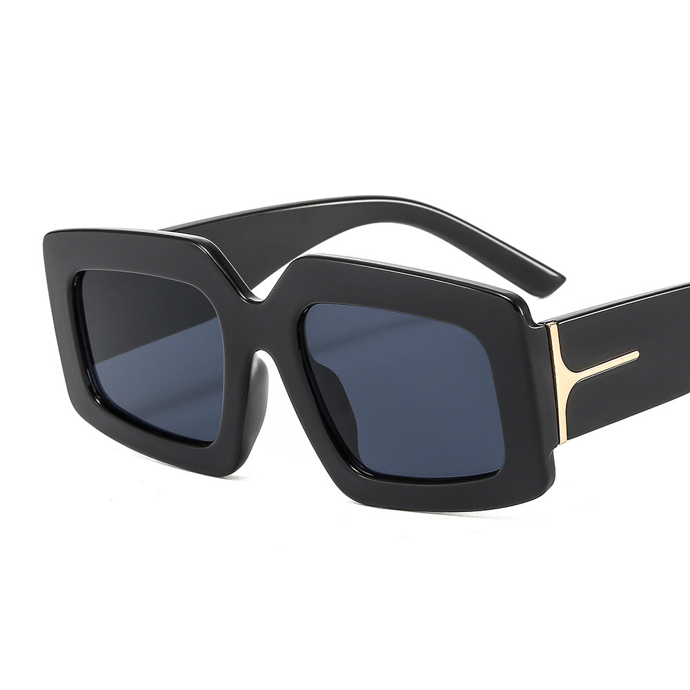 Retro Vintage Sunglasses Personality Stripes Square Thick Frame Eye Glasses Wear очки солнечные женские Gafas Oculos Sunglasses