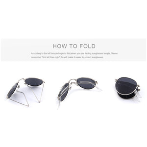 Retro Women Folded Sunglasses Men Classic Polarized Oval Sunglasses S'8093