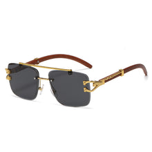Load image into Gallery viewer, Retro Wood Printing Square Sunglasses Women 2023 Smoke  Brand Designer Gold Lion Decoration Sun Glasses Men