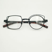 Load image into Gallery viewer, Retro black asymmetric round and square frames female and male myopia optical prescription glasses, stainless steel frame, asymm