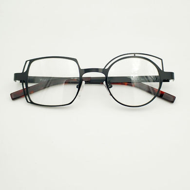 Retro black asymmetric round and square frames female and male myopia optical prescription glasses, stainless steel frame, asymm