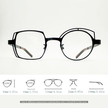 Load image into Gallery viewer, Retro black asymmetric round and square frames female and male myopia optical prescription glasses, stainless steel frame, asymm