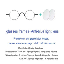 Load image into Gallery viewer, Retro black asymmetric round and square frames female and male myopia optical prescription glasses, stainless steel frame, asymm