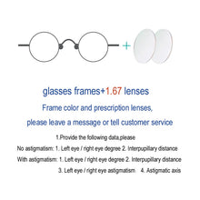 Load image into Gallery viewer, Retro black asymmetric round and square frames female and male myopia optical prescription glasses, stainless steel frame, asymm