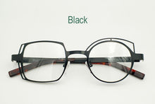 Load image into Gallery viewer, Retro black asymmetric round and square frames female and male myopia optical prescription glasses, stainless steel frame, asymm